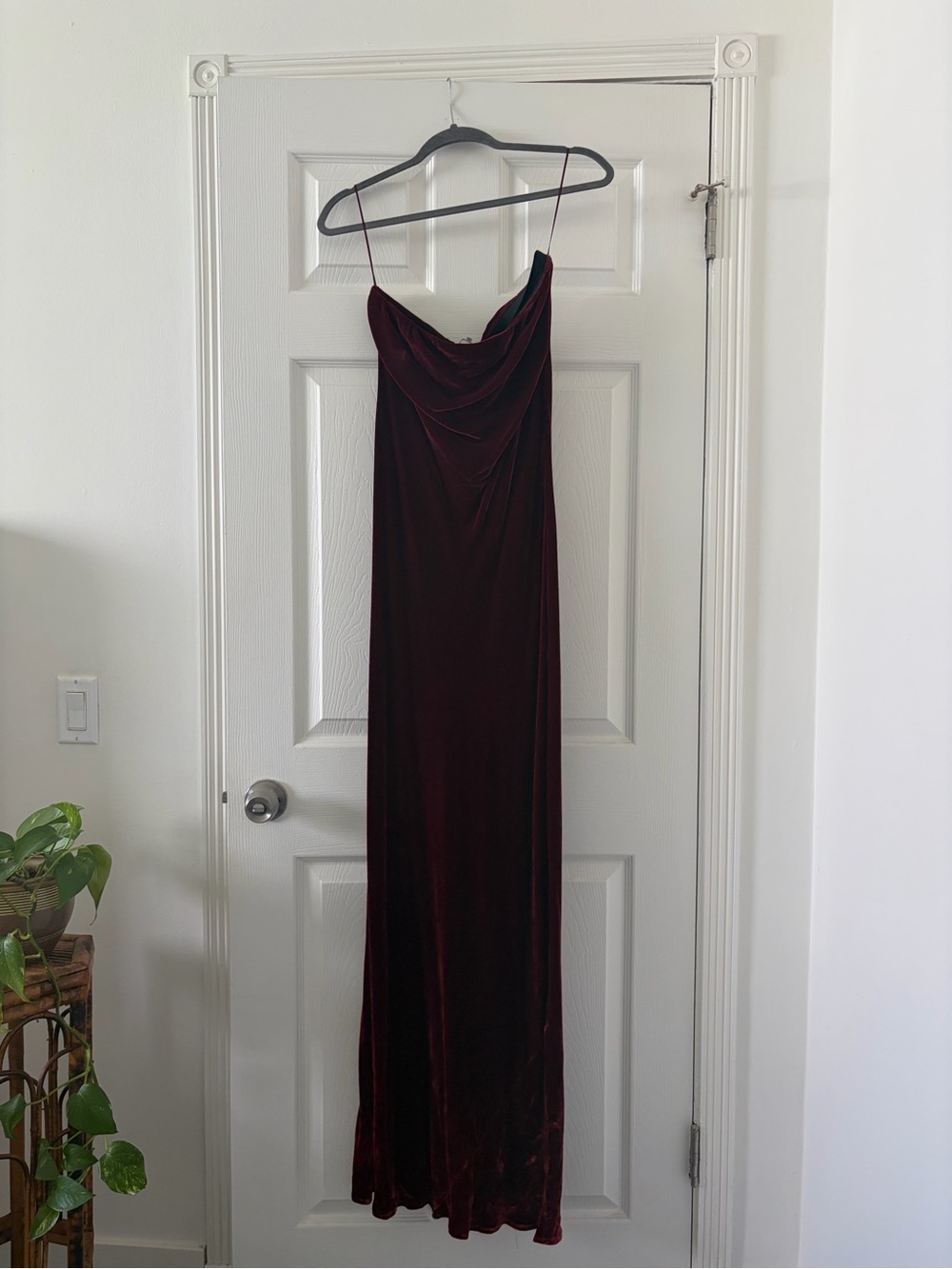 Reformation Velvet Cowl Neck Slip Dress in Deep Burgundy